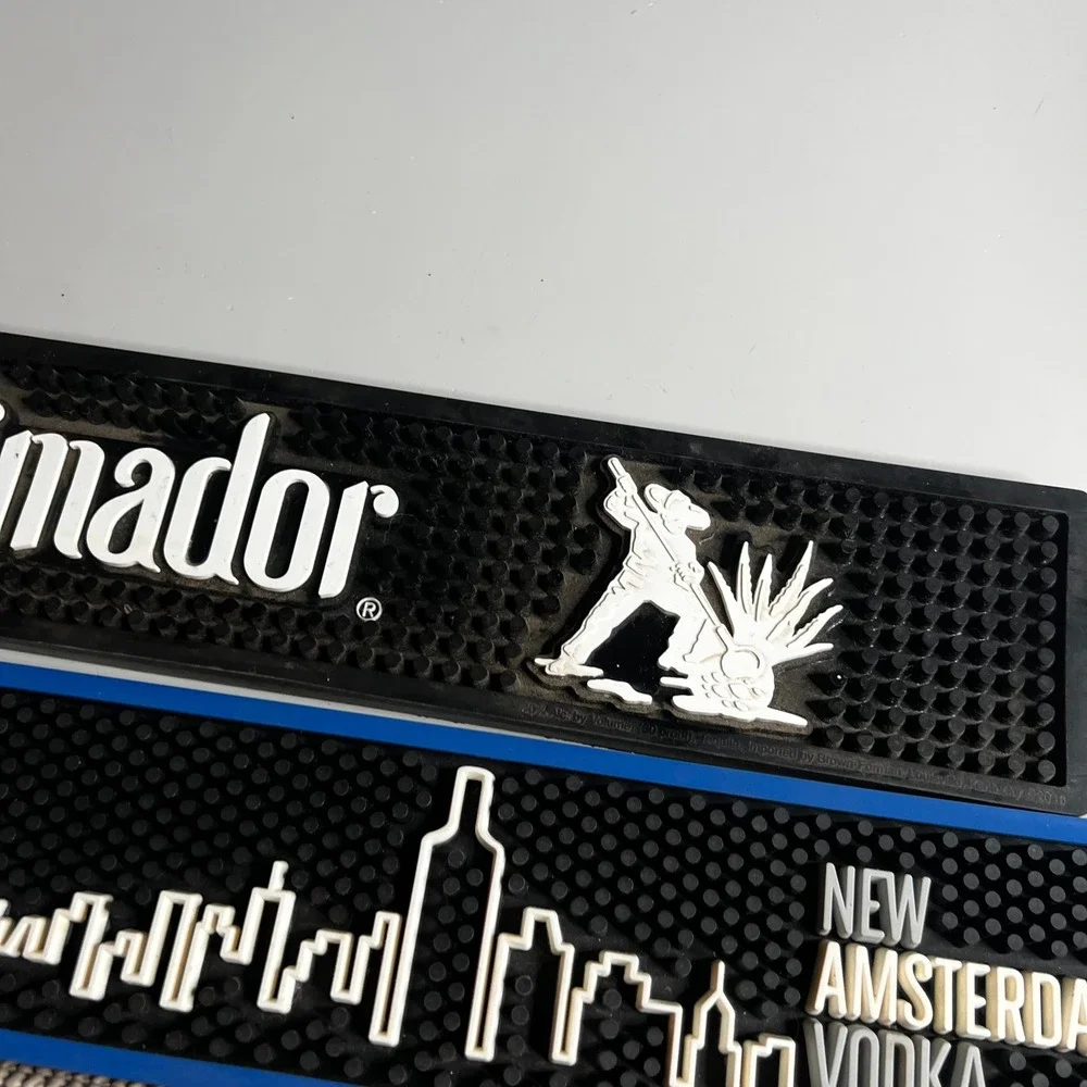 Lot of 3 Bar Mats el Jimador Tequila & New Amsterdam Vodka Rubber Spill Rails